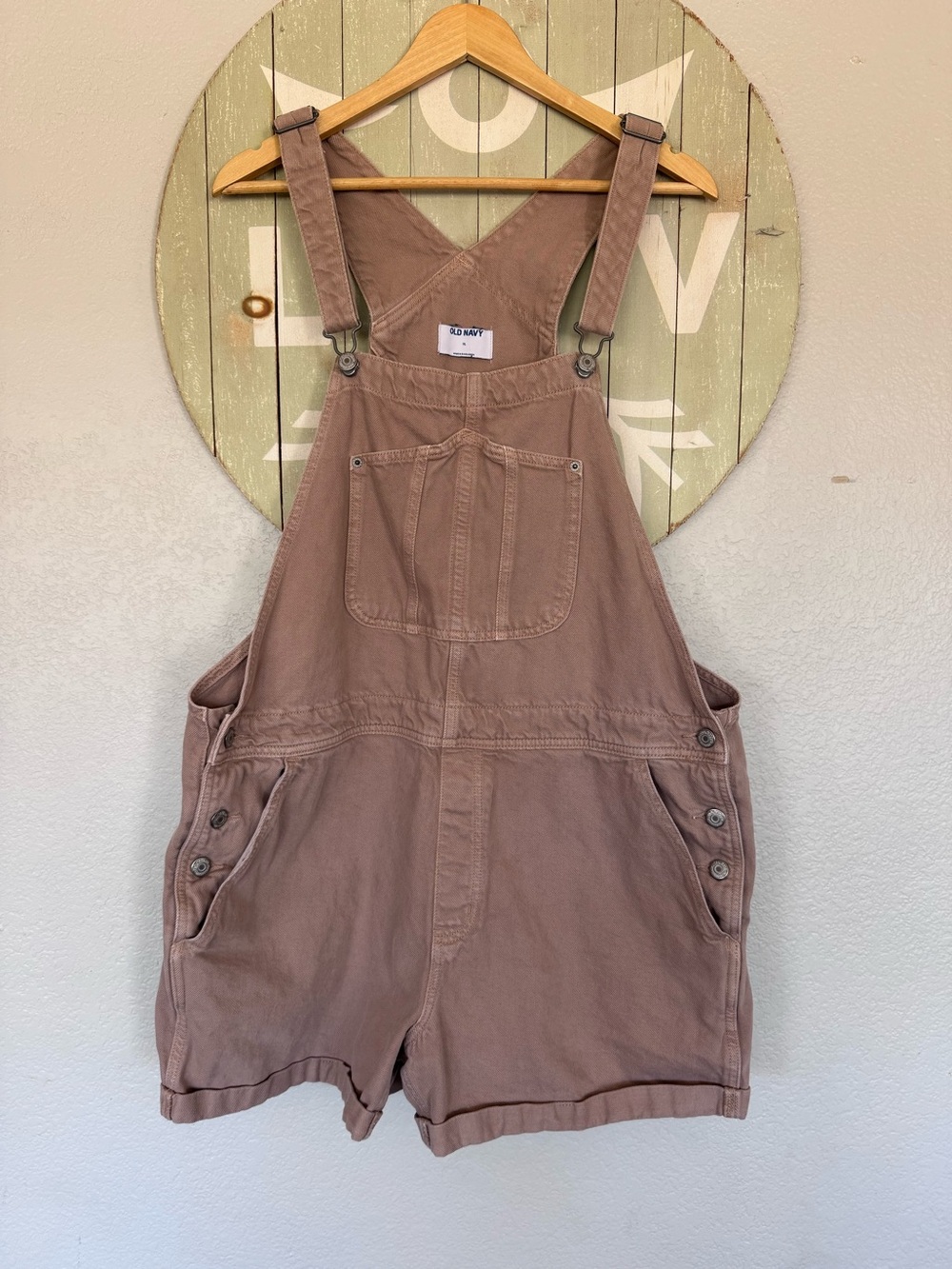 Tan old navy short overalls xl cotton